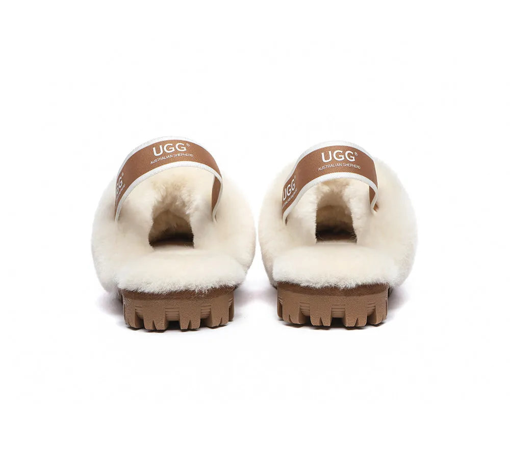 AUSTRALIAN SHEPHERD® UGG Sheepskin Wool Slingback Slippers Waffle Plus