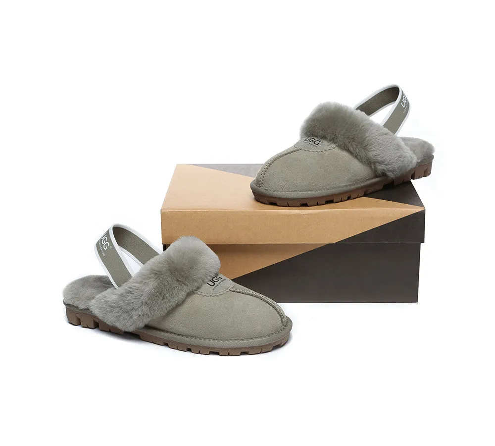 AUSTRALIAN SHEPHERD® UGG Sheepskin Wool Slingback Slippers Waffle Plus