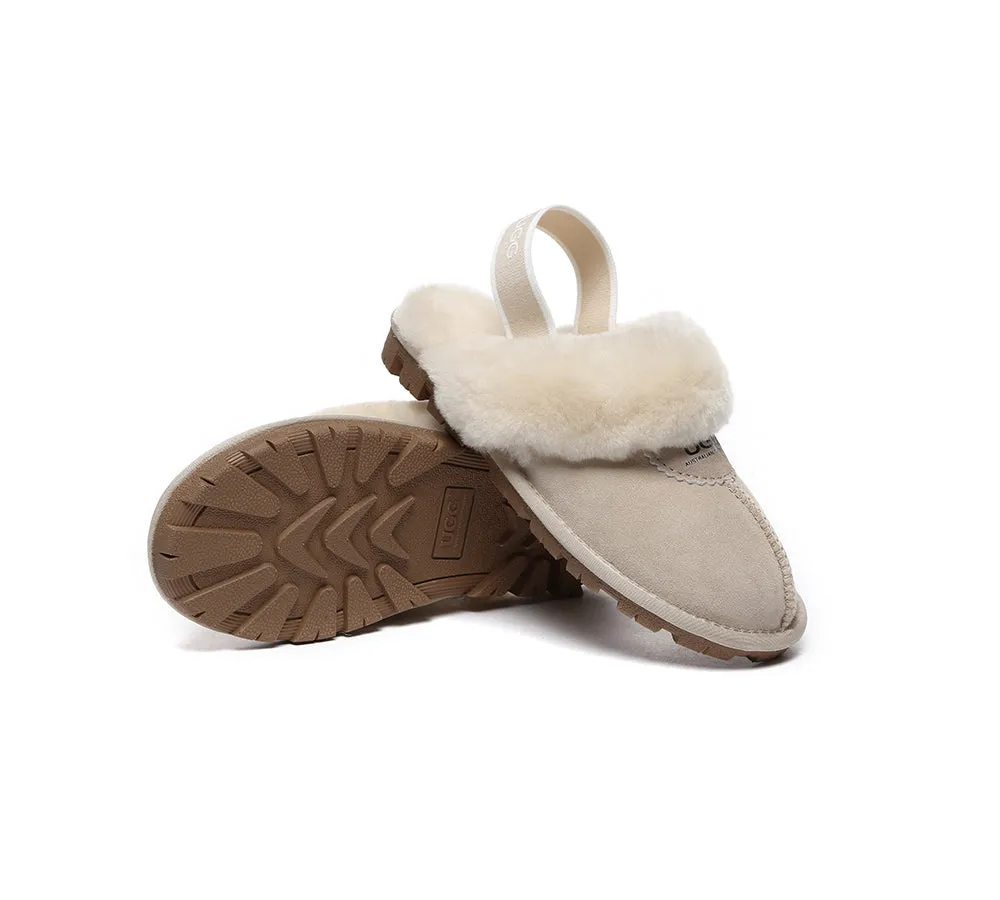 AUSTRALIAN SHEPHERD® UGG Sheepskin Wool Slingback Slippers Waffle Plus