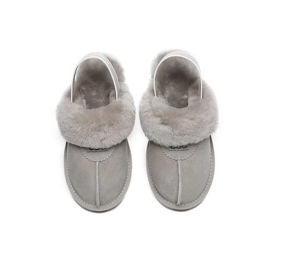 AUSTRALIAN SHEPHERD® UGG Sheepskin Wool Slingback Slippers Waffle Plus