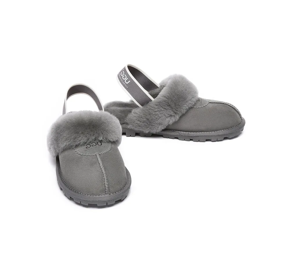 AUSTRALIAN SHEPHERD® UGG Sheepskin Wool Slingback Slippers Waffle Plus