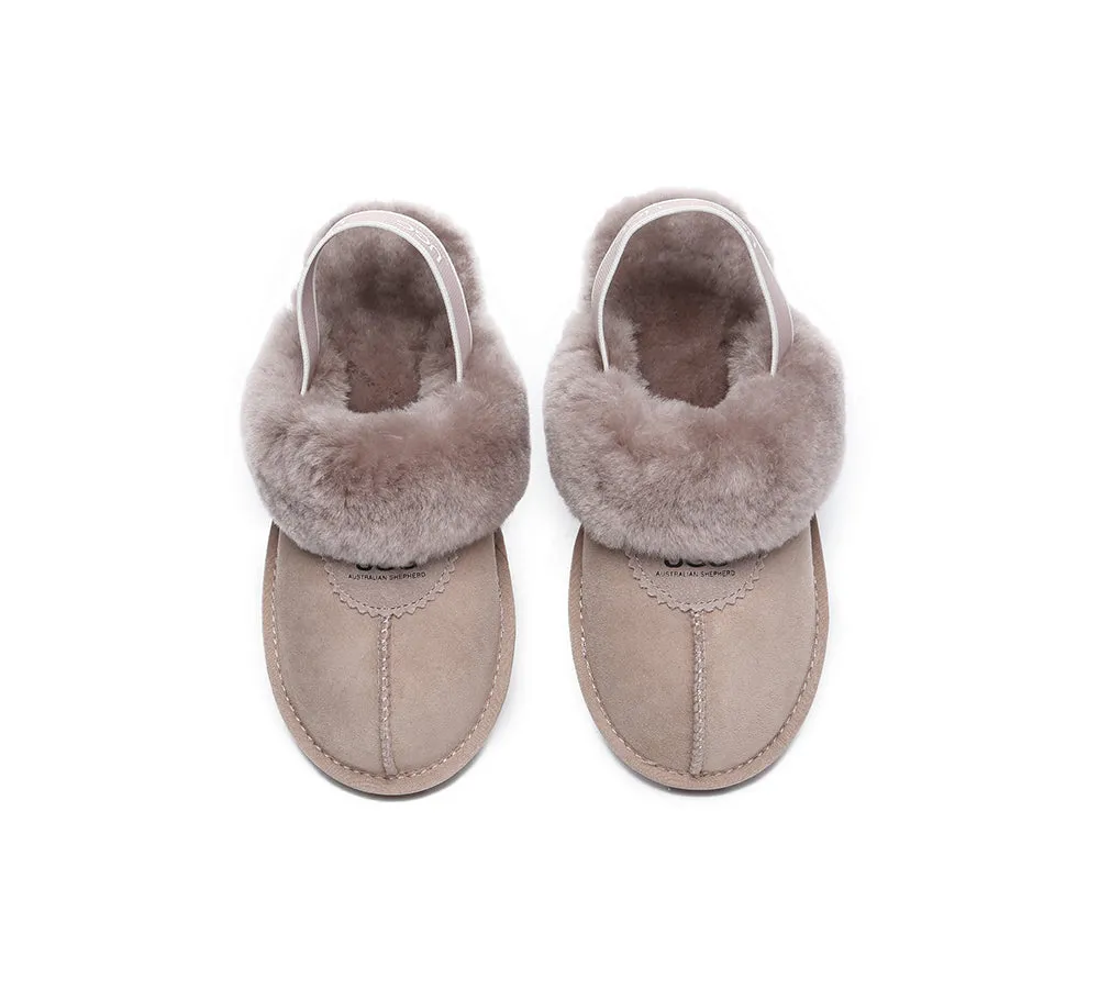 AUSTRALIAN SHEPHERD® UGG Sheepskin Wool Slingback Slippers Waffle Plus