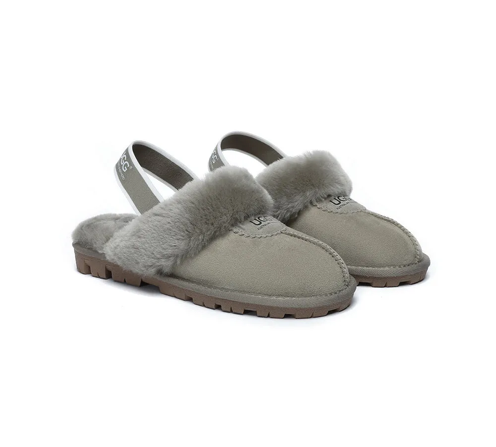 AUSTRALIAN SHEPHERD® UGG Sheepskin Wool Slingback Slippers Waffle Plus