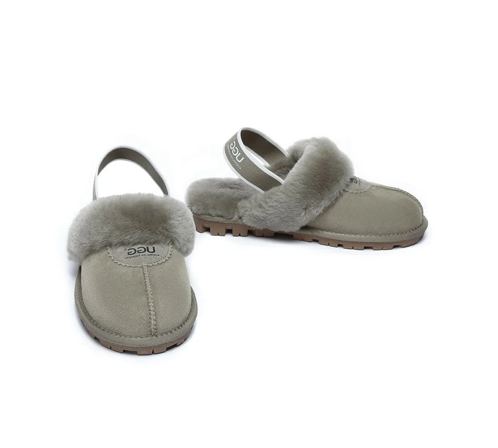 AUSTRALIAN SHEPHERD® UGG Sheepskin Wool Slingback Slippers Waffle Plus