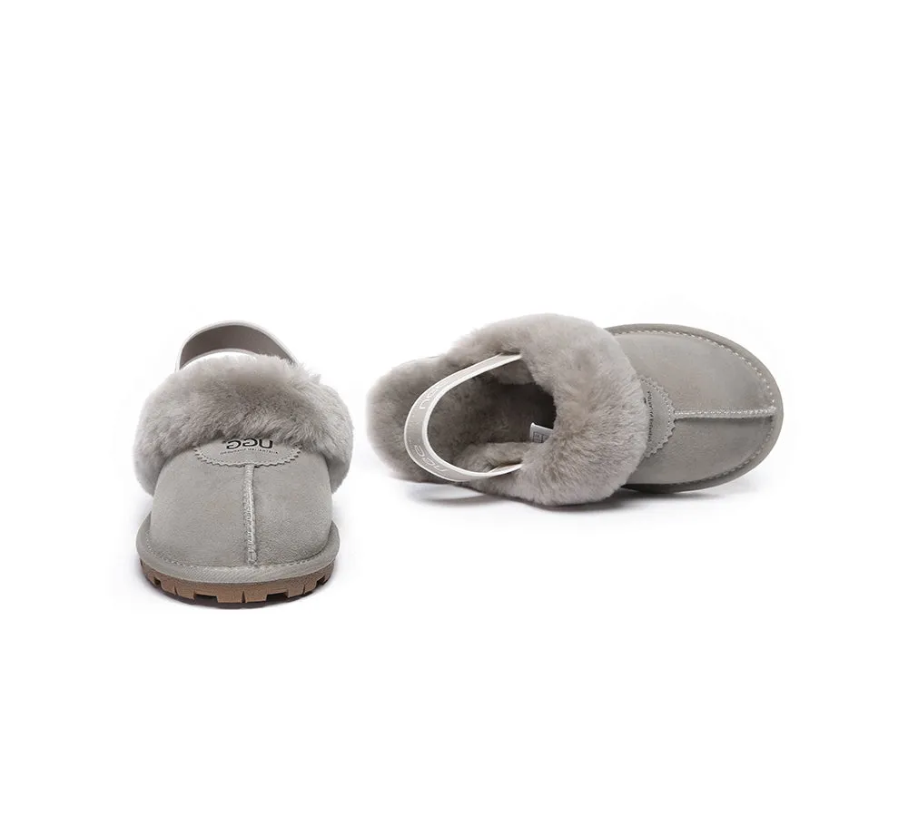 AUSTRALIAN SHEPHERD® UGG Sheepskin Wool Slingback Slippers Waffle Plus