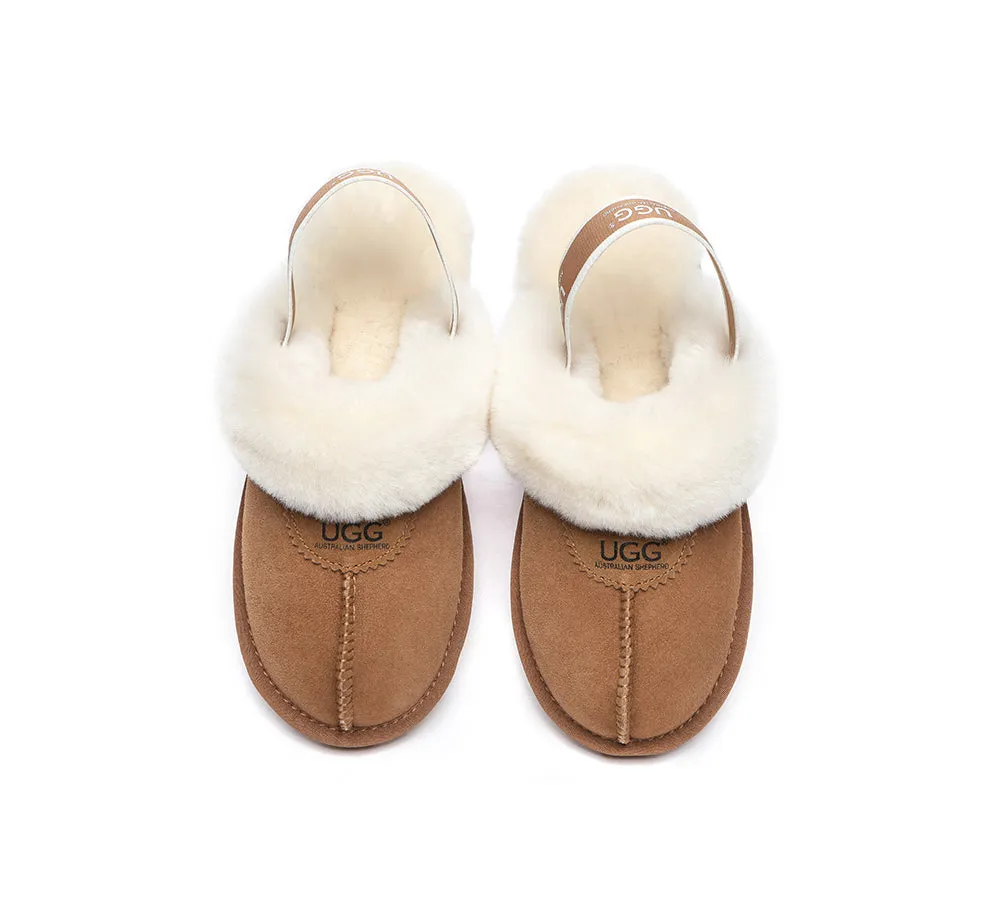 AUSTRALIAN SHEPHERD® UGG Sheepskin Wool Slingback Slippers Waffle Plus