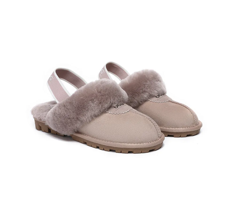 AUSTRALIAN SHEPHERD® UGG Sheepskin Wool Slingback Slippers Waffle Plus