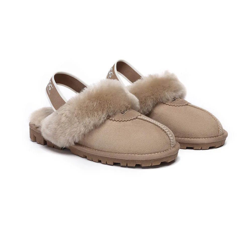 AUSTRALIAN SHEPHERD® UGG Sheepskin Wool Slingback Slippers Waffle Plus