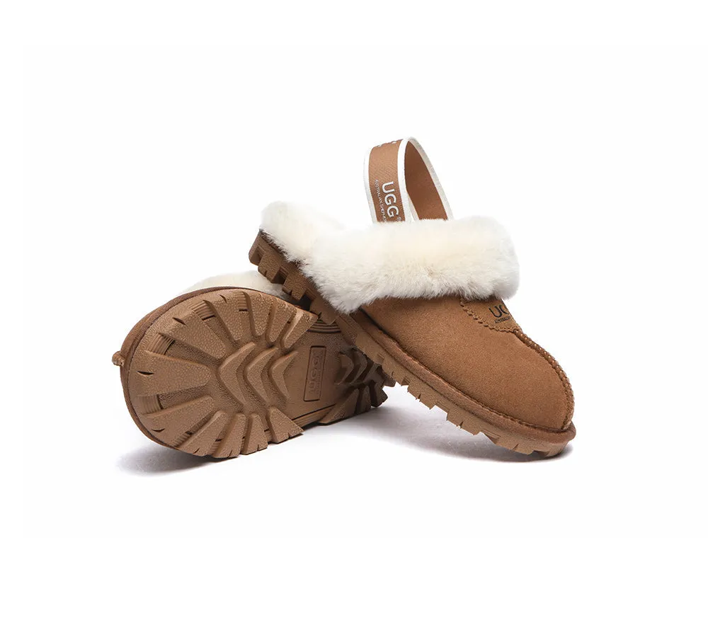 AUSTRALIAN SHEPHERD® UGG Sheepskin Wool Slingback Slippers Waffle Plus