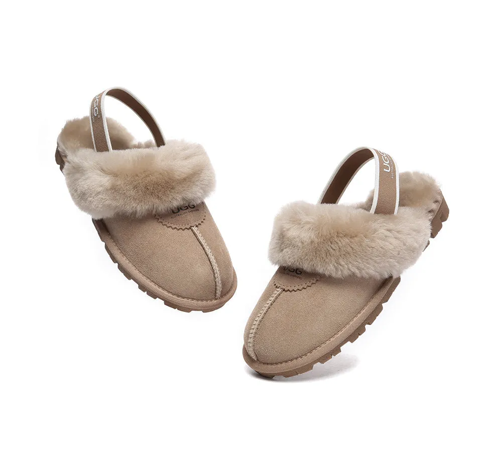 AUSTRALIAN SHEPHERD® UGG Sheepskin Wool Slingback Slippers Waffle Plus