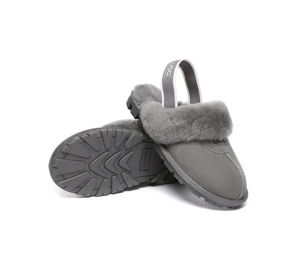 AUSTRALIAN SHEPHERD® UGG Sheepskin Wool Slingback Slippers Waffle Plus