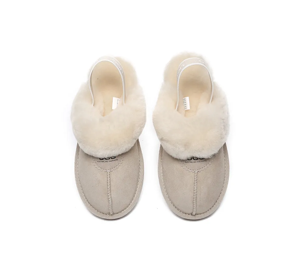 AUSTRALIAN SHEPHERD® UGG Sheepskin Wool Slingback Slippers Waffle Plus