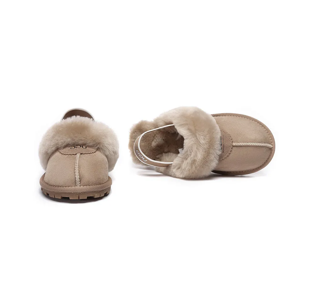 AUSTRALIAN SHEPHERD® UGG Sheepskin Wool Slingback Slippers Waffle Plus