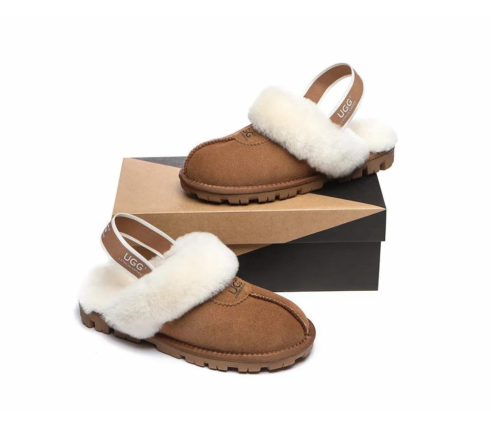 AUSTRALIAN SHEPHERD® UGG Sheepskin Wool Slingback Slippers Waffle Plus