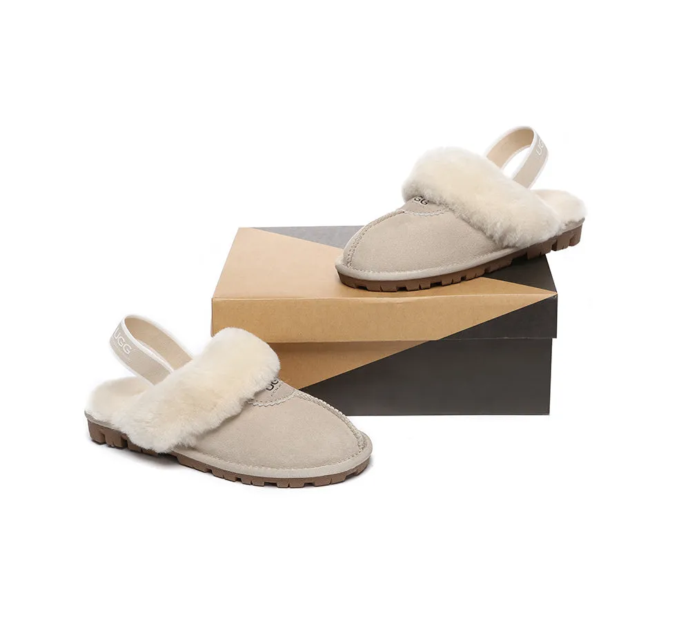 AUSTRALIAN SHEPHERD® UGG Sheepskin Wool Slingback Slippers Waffle Plus