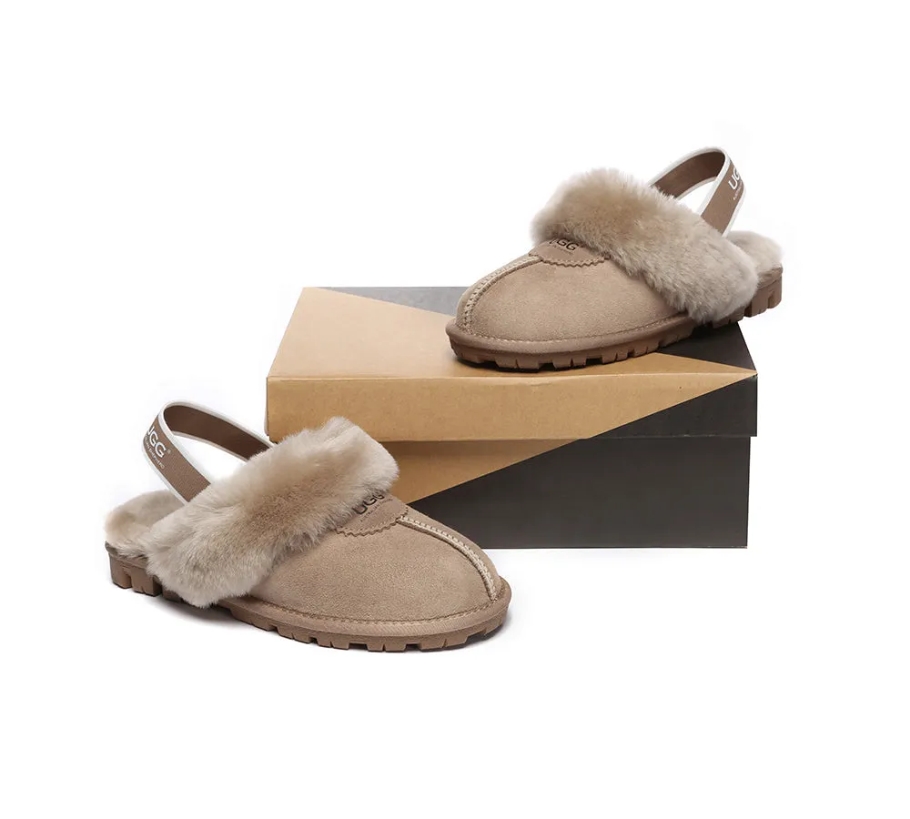 AUSTRALIAN SHEPHERD® UGG Sheepskin Wool Slingback Slippers Waffle Plus