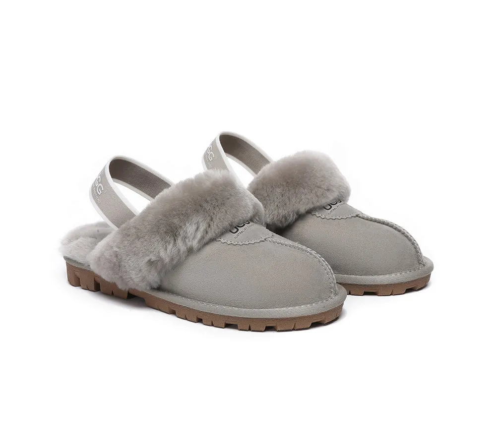 AUSTRALIAN SHEPHERD® UGG Sheepskin Wool Slingback Slippers Waffle Plus