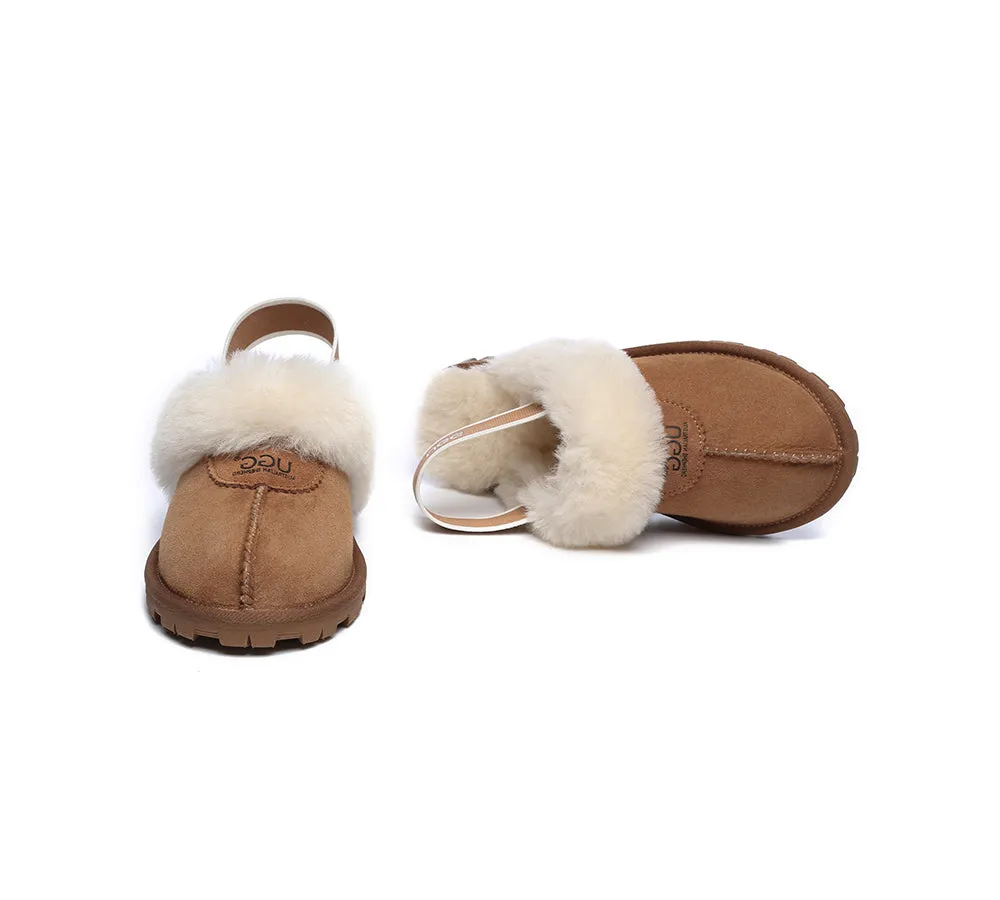 AUSTRALIAN SHEPHERD® UGG Sheepskin Wool Slingback Slippers Waffle Plus