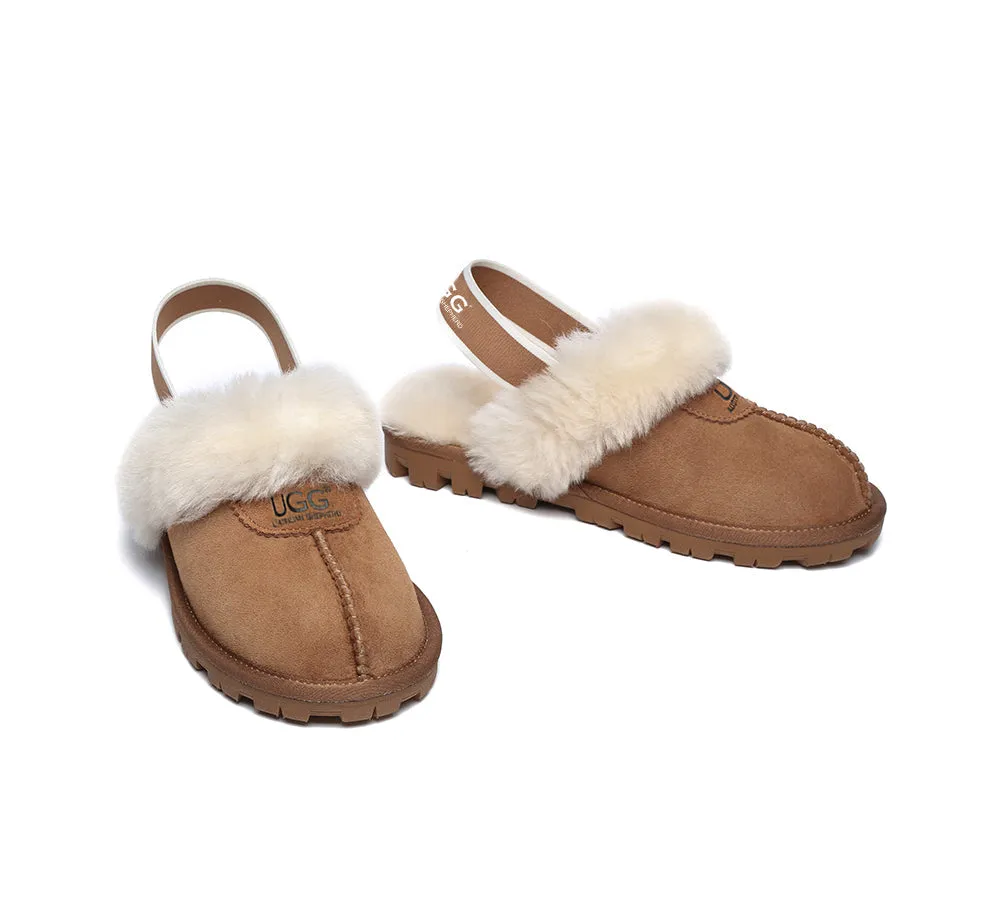 AUSTRALIAN SHEPHERD® UGG Sheepskin Wool Slingback Slippers Waffle Plus