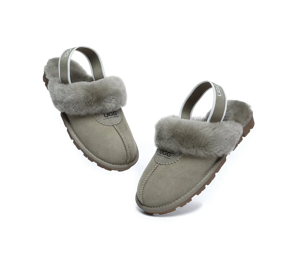 AUSTRALIAN SHEPHERD® UGG Sheepskin Wool Slingback Slippers Waffle Plus