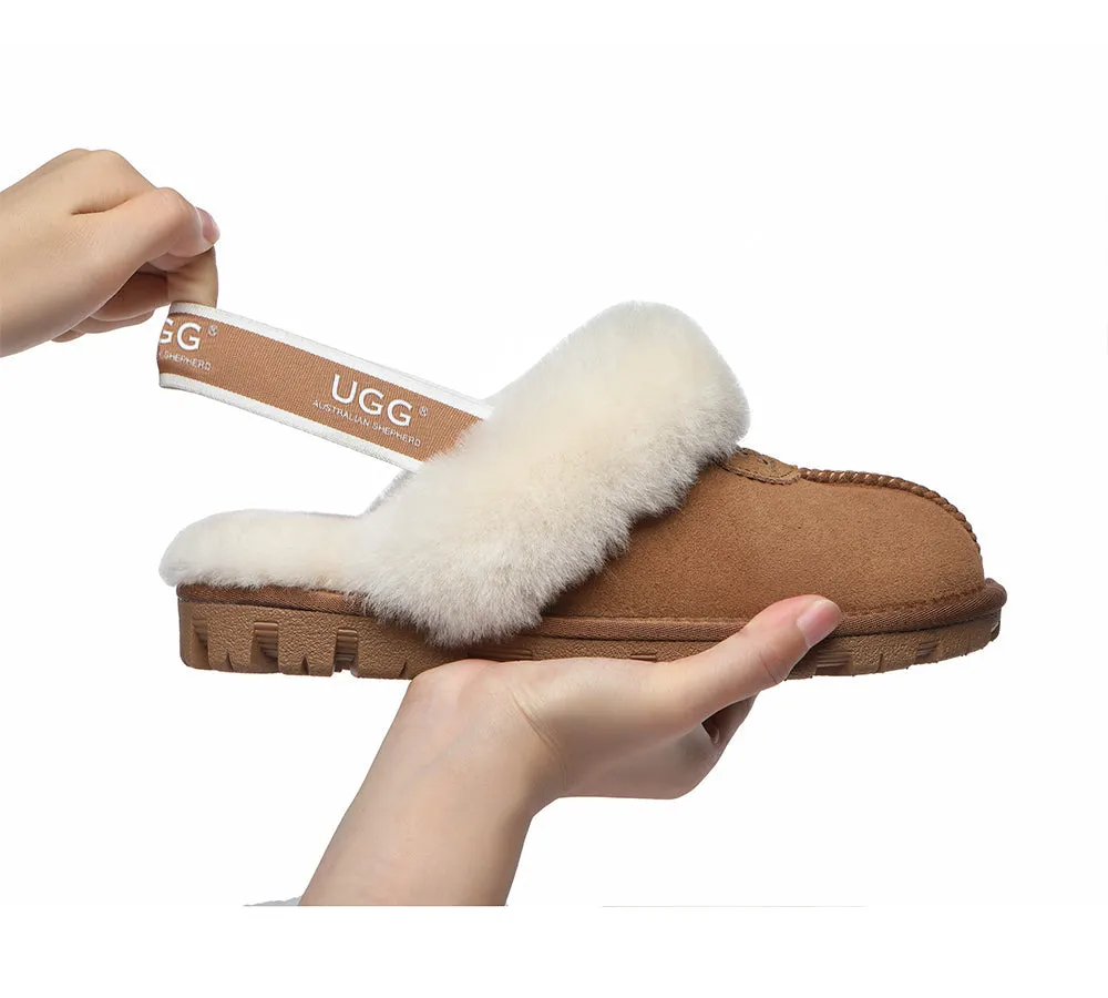 AUSTRALIAN SHEPHERD® UGG Sheepskin Wool Slingback Slippers Waffle Plus