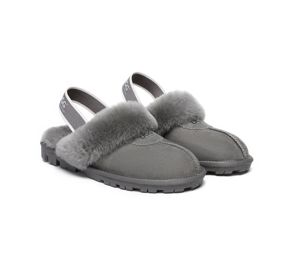 AUSTRALIAN SHEPHERD® UGG Sheepskin Wool Slingback Slippers Waffle Plus