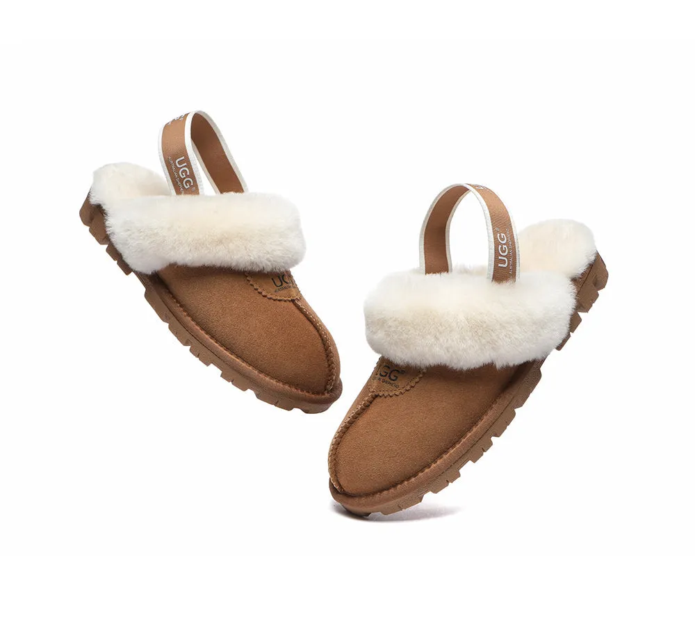 AUSTRALIAN SHEPHERD® UGG Sheepskin Wool Slingback Slippers Waffle Plus