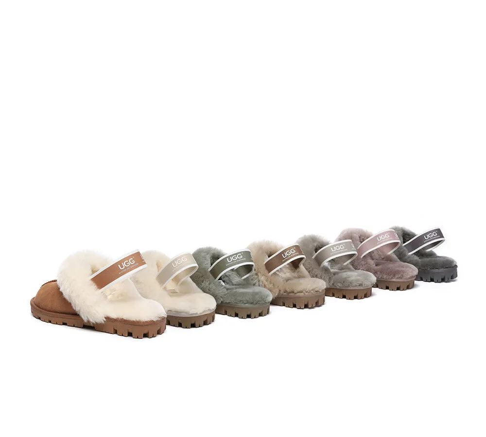 AUSTRALIAN SHEPHERD® UGG Sheepskin Wool Slingback Slippers Waffle Plus