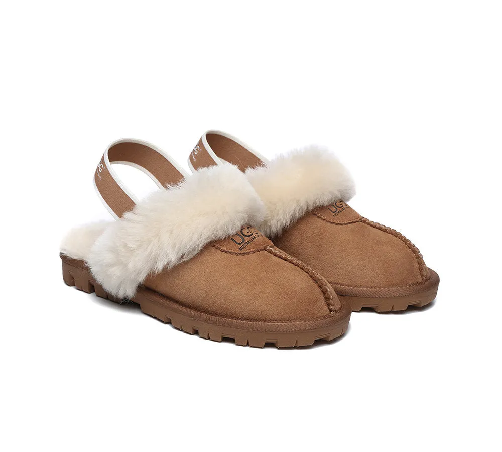 AUSTRALIAN SHEPHERD® UGG Sheepskin Wool Slingback Slippers Waffle Plus