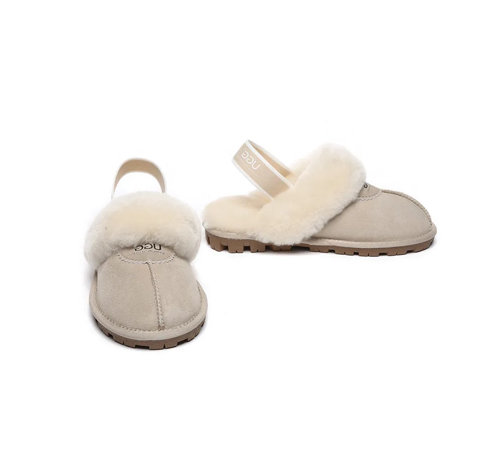 AUSTRALIAN SHEPHERD® UGG Sheepskin Wool Slingback Slippers Waffle Plus