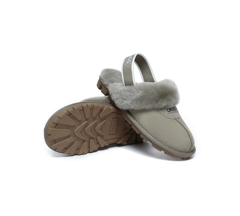 AUSTRALIAN SHEPHERD® UGG Sheepskin Wool Slingback Slippers Waffle Plus