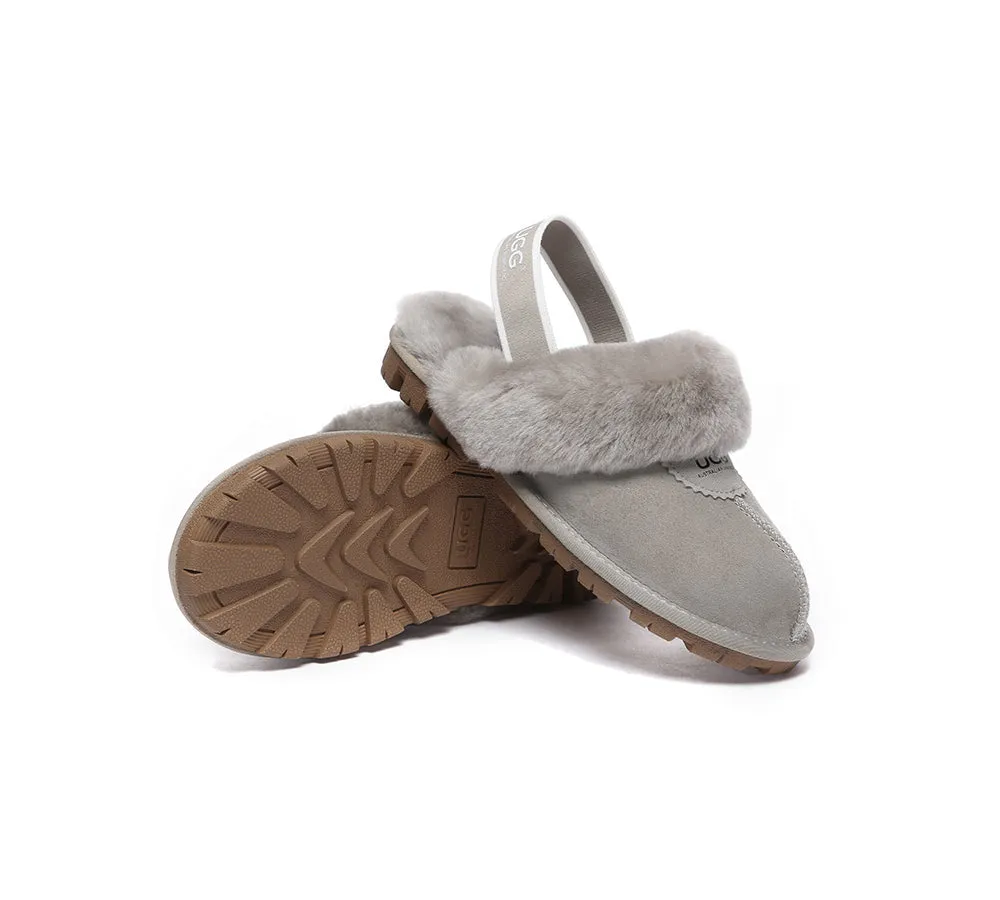 AUSTRALIAN SHEPHERD® UGG Sheepskin Wool Slingback Slippers Waffle Plus