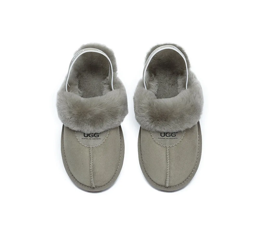 AUSTRALIAN SHEPHERD® UGG Sheepskin Wool Slingback Slippers Waffle Plus