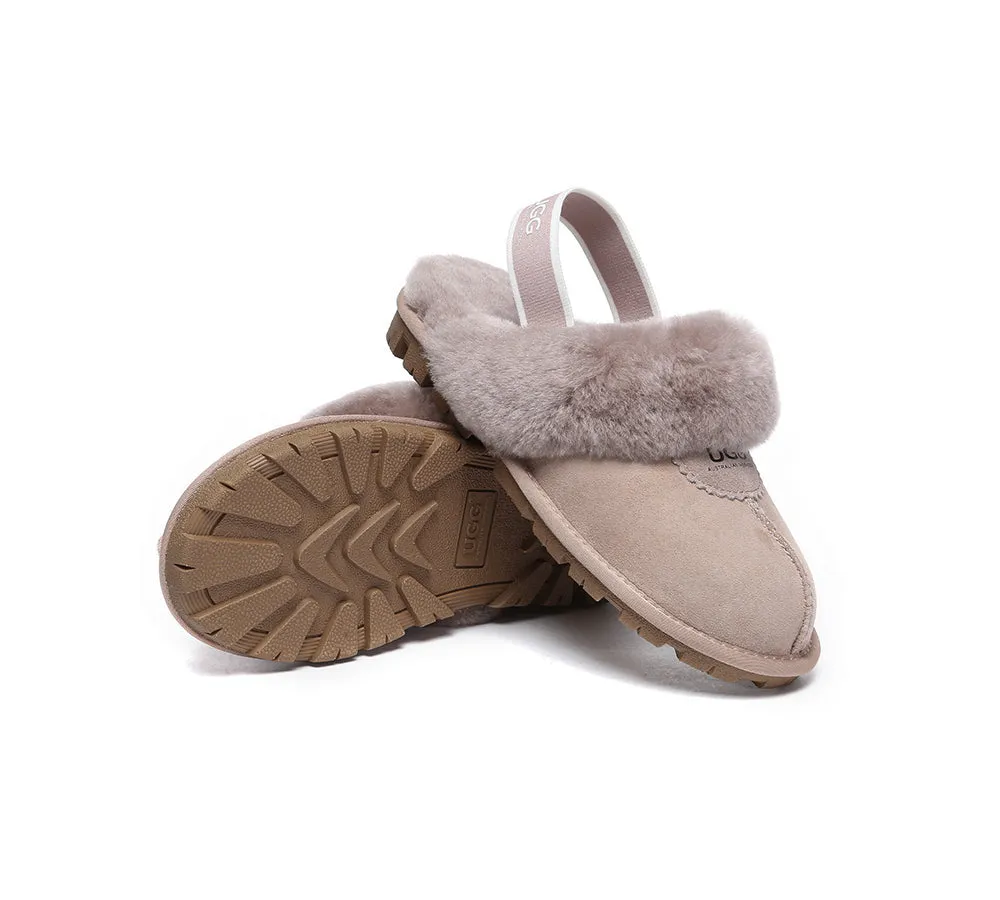 AUSTRALIAN SHEPHERD® UGG Sheepskin Wool Slingback Slippers Waffle Plus