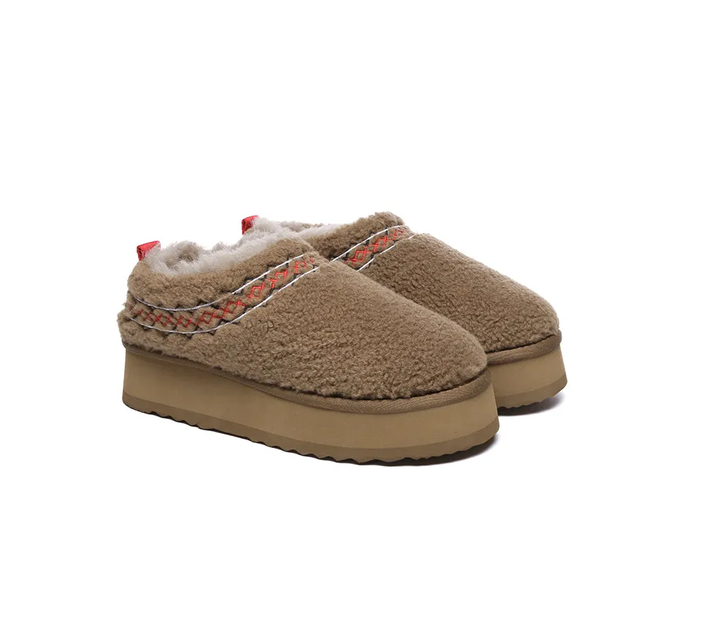 AUSTRALIAN SHEPHERD® UGG Slippers Sheepskin Wool Plush Ankle Platform Madge