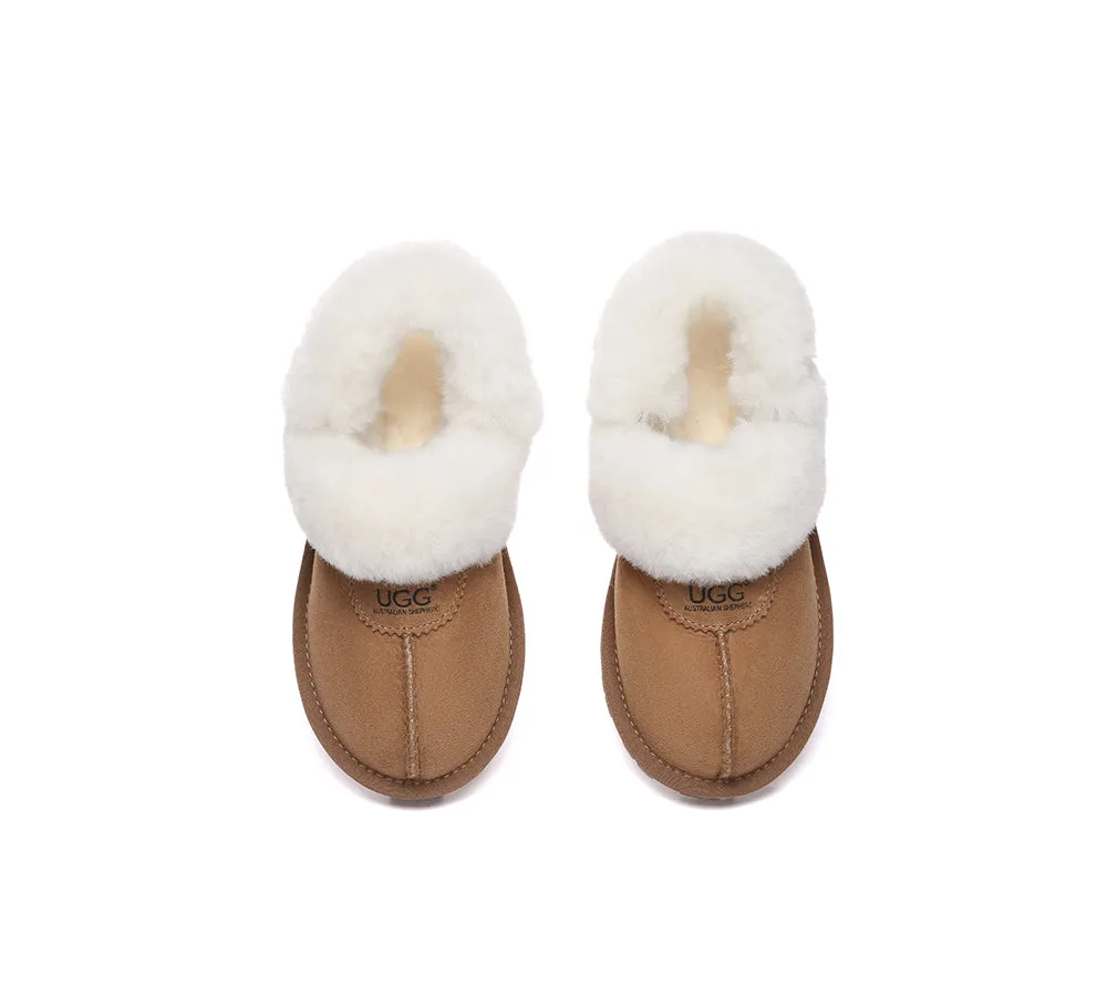 AUSTRALIAN SHEPHERD® UGG Slippers Women Removable Wool Fluffy Strap Slingback Waffle