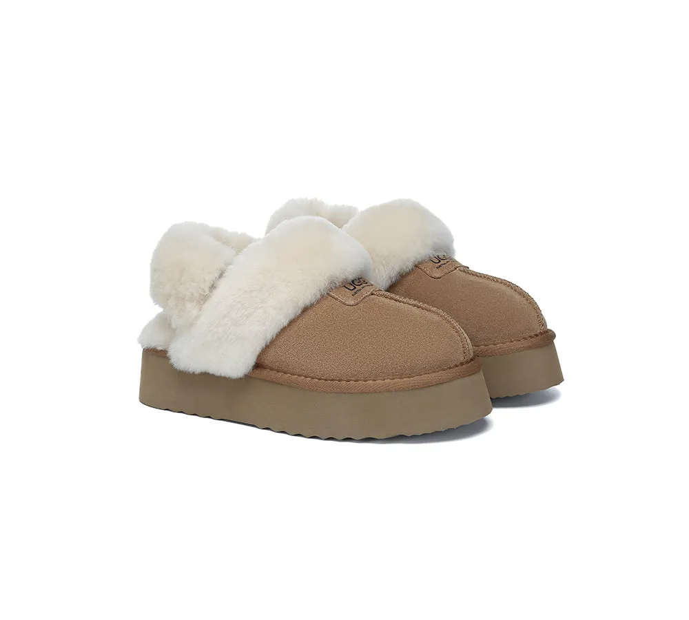 AUSTRALIAN SHEPHERD® UGG Slippers Women Removable Wool Strap Slingback Platform Suzie