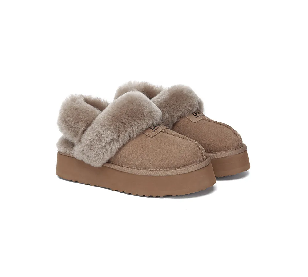 AUSTRALIAN SHEPHERD® UGG Slippers Women Removable Wool Strap Slingback Platform Suzie