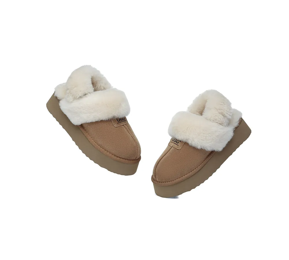 AUSTRALIAN SHEPHERD® UGG Slippers Women Removable Wool Strap Slingback Platform Suzie