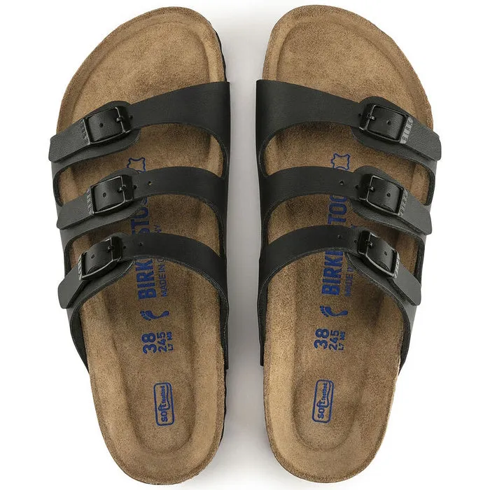 Birkenstock- Florida Birko Flor Regular Width Black Soft Foot Bed SBF