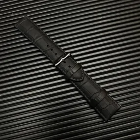 Black Textured Leather Strap/Silver Buckle 22mm