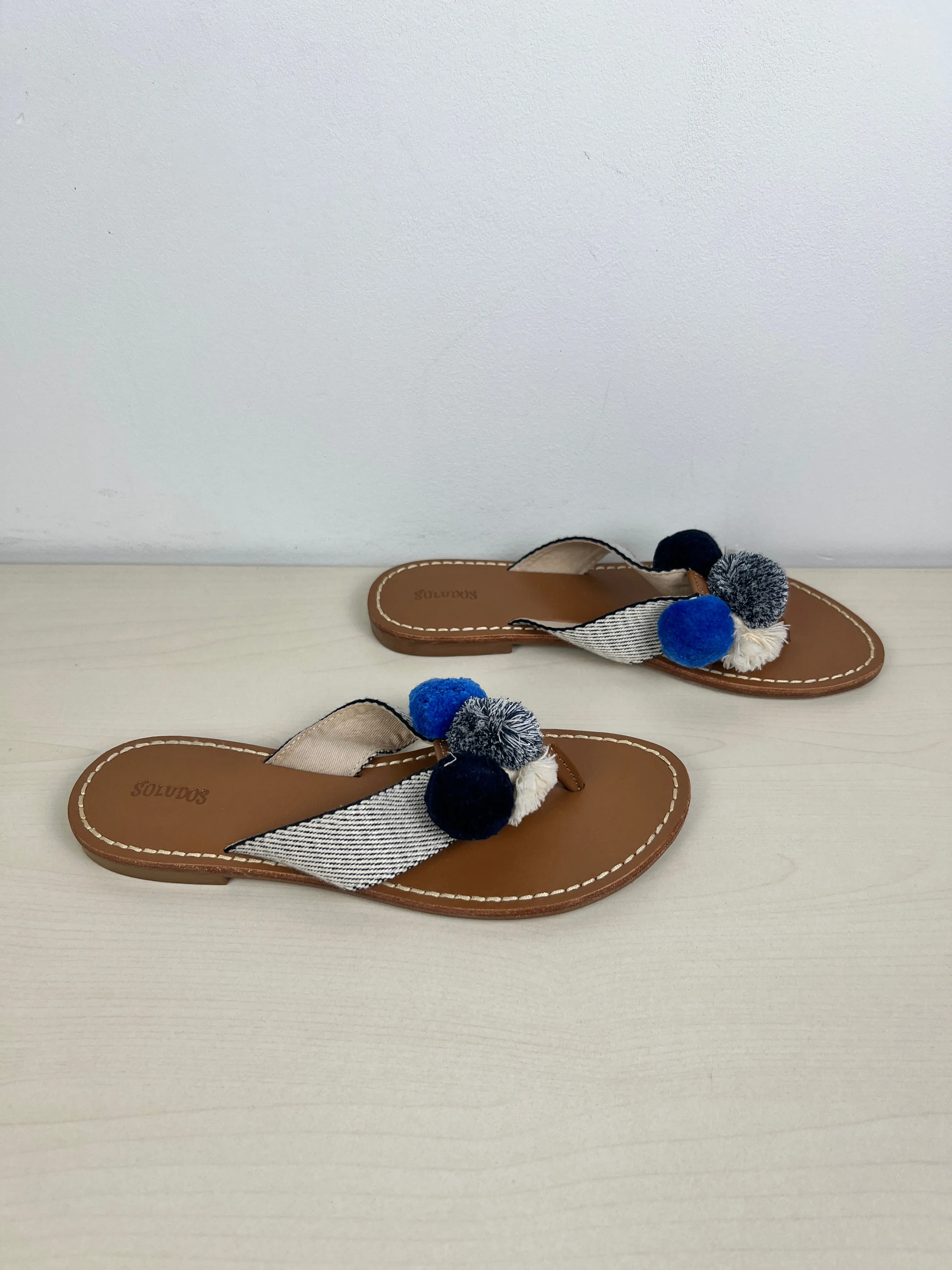 Blue & Brown Sandals Flip Flops Soludos, Size 7