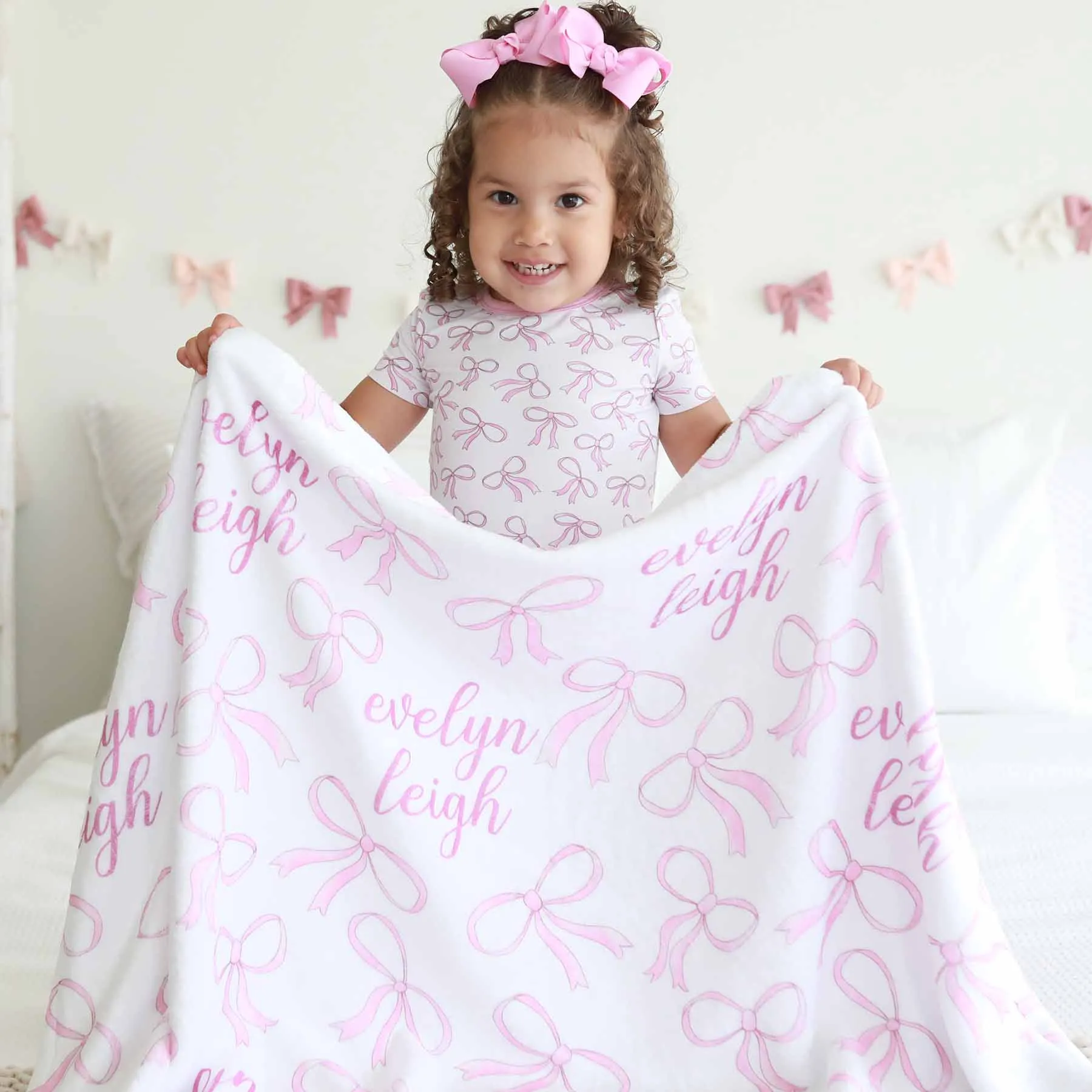 Blushing Bows Personalized Kids Blanket