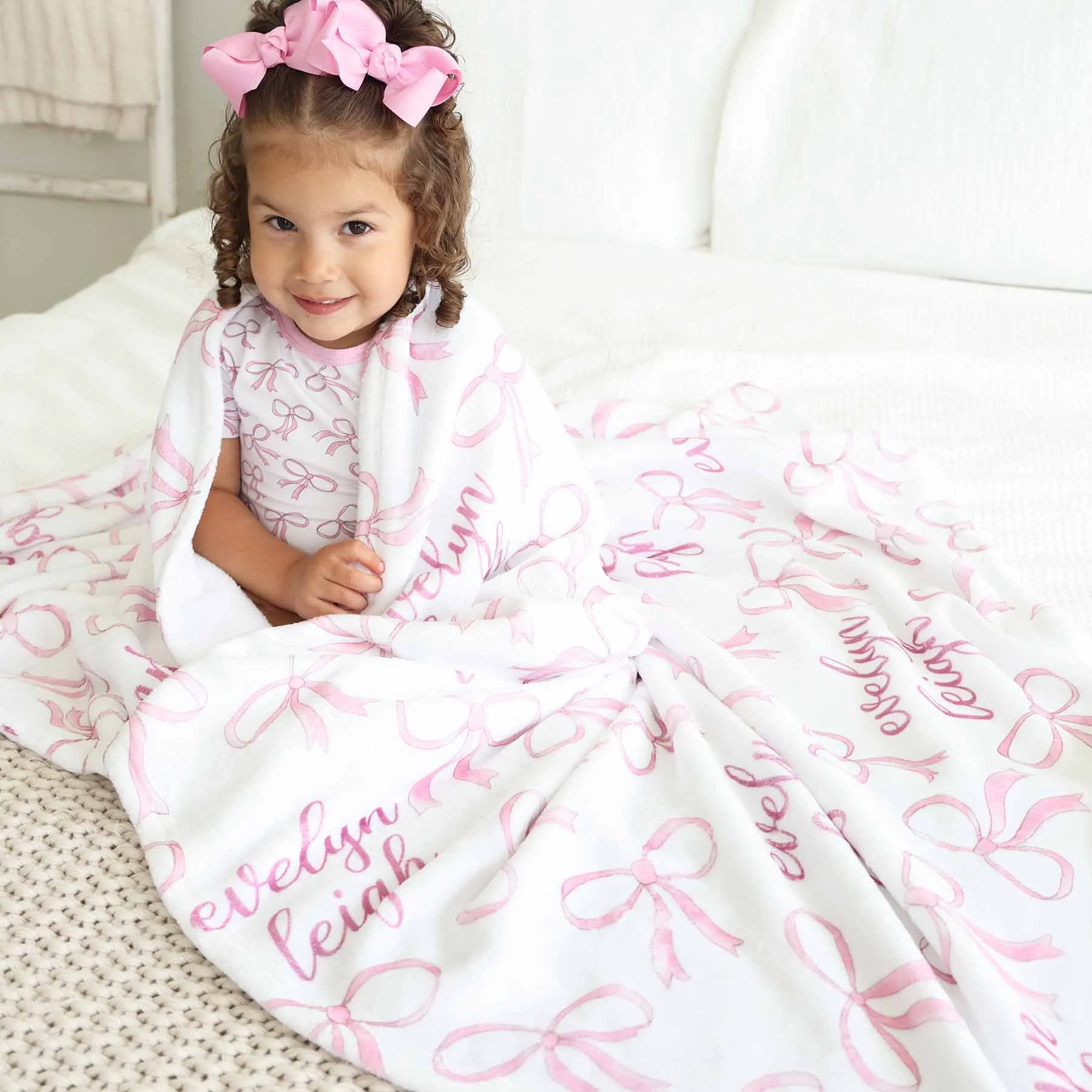 Blushing Bows Personalized Kids Blanket