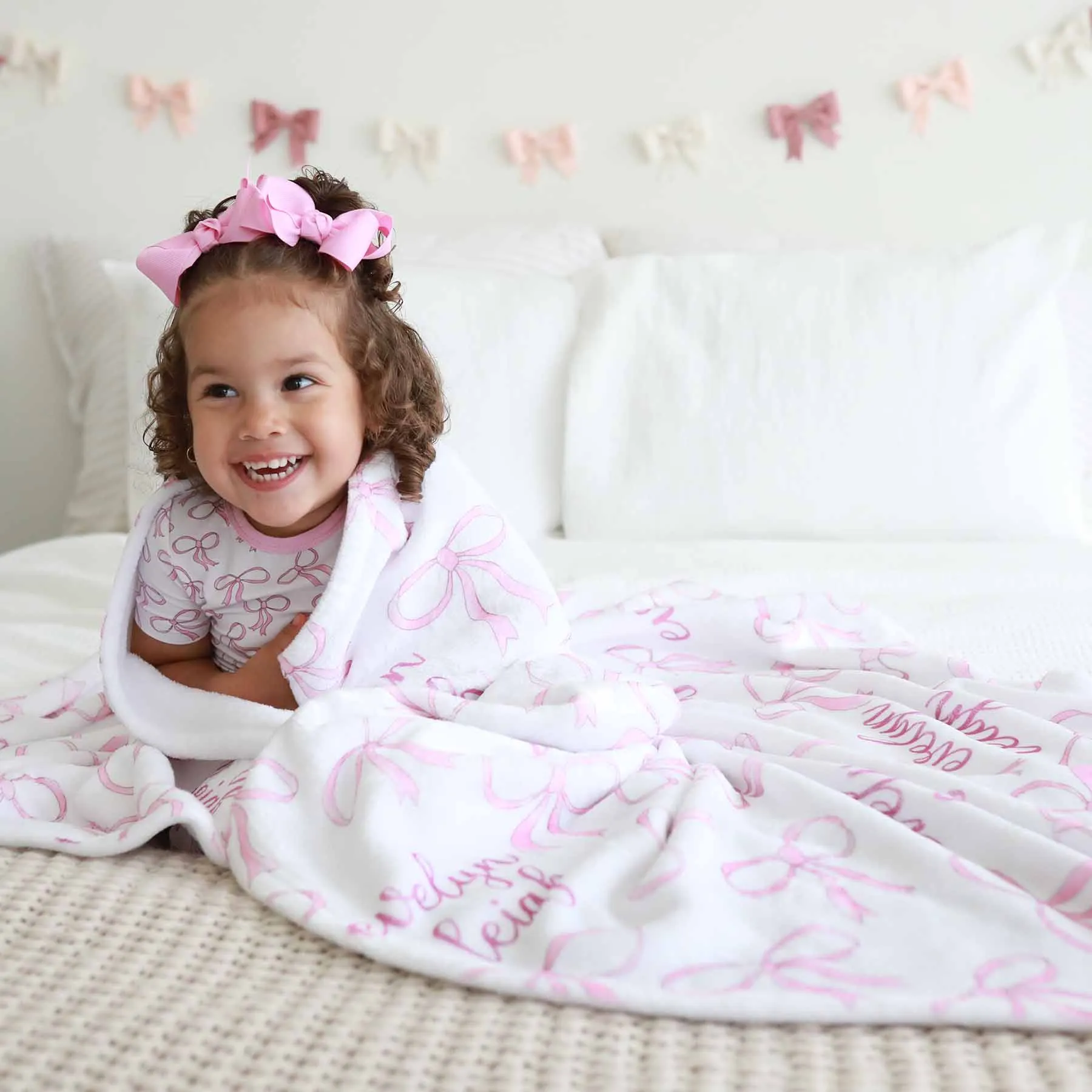 Blushing Bows Personalized Kids Blanket