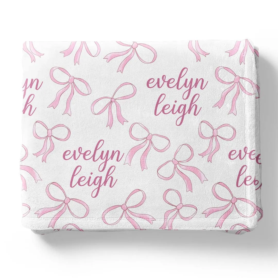 Blushing Bows Personalized Kids Blanket