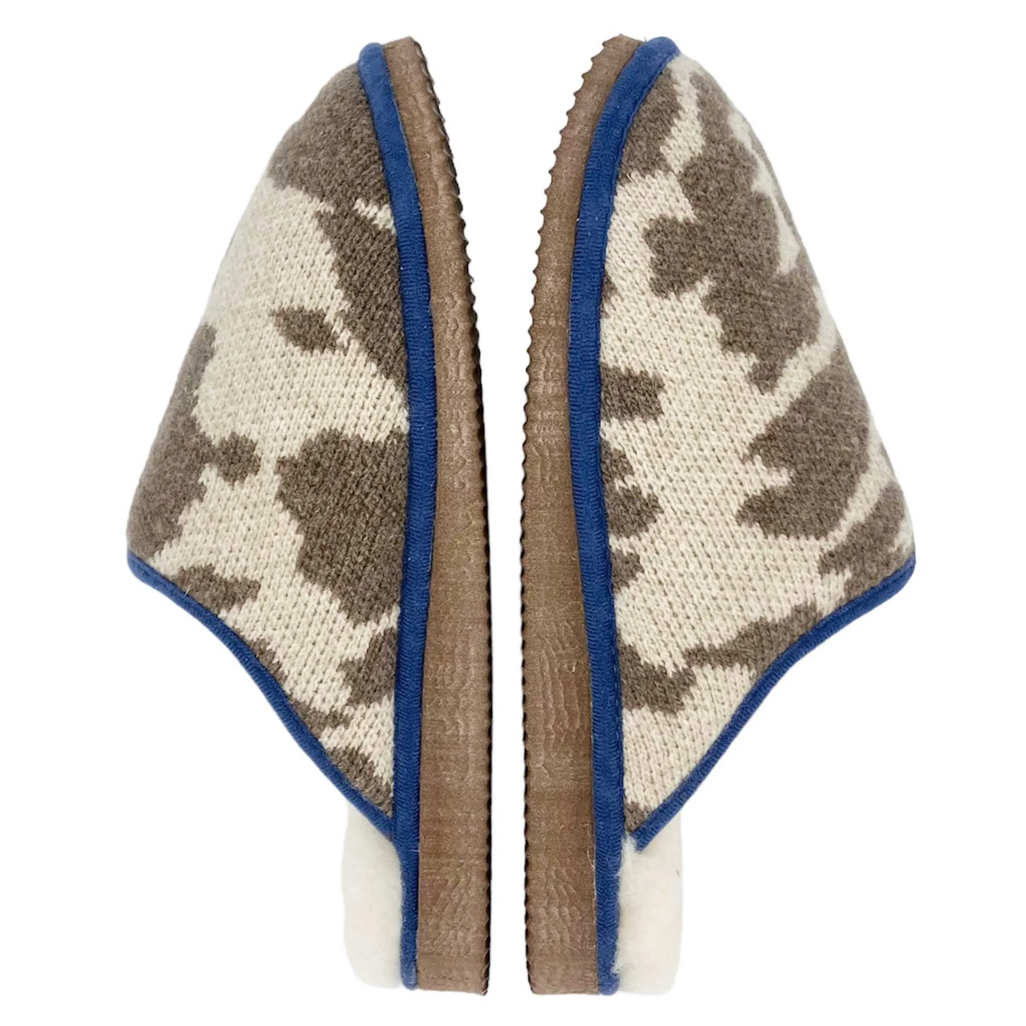 Brown Cow Print Lambswool & Sheepskin Slippers