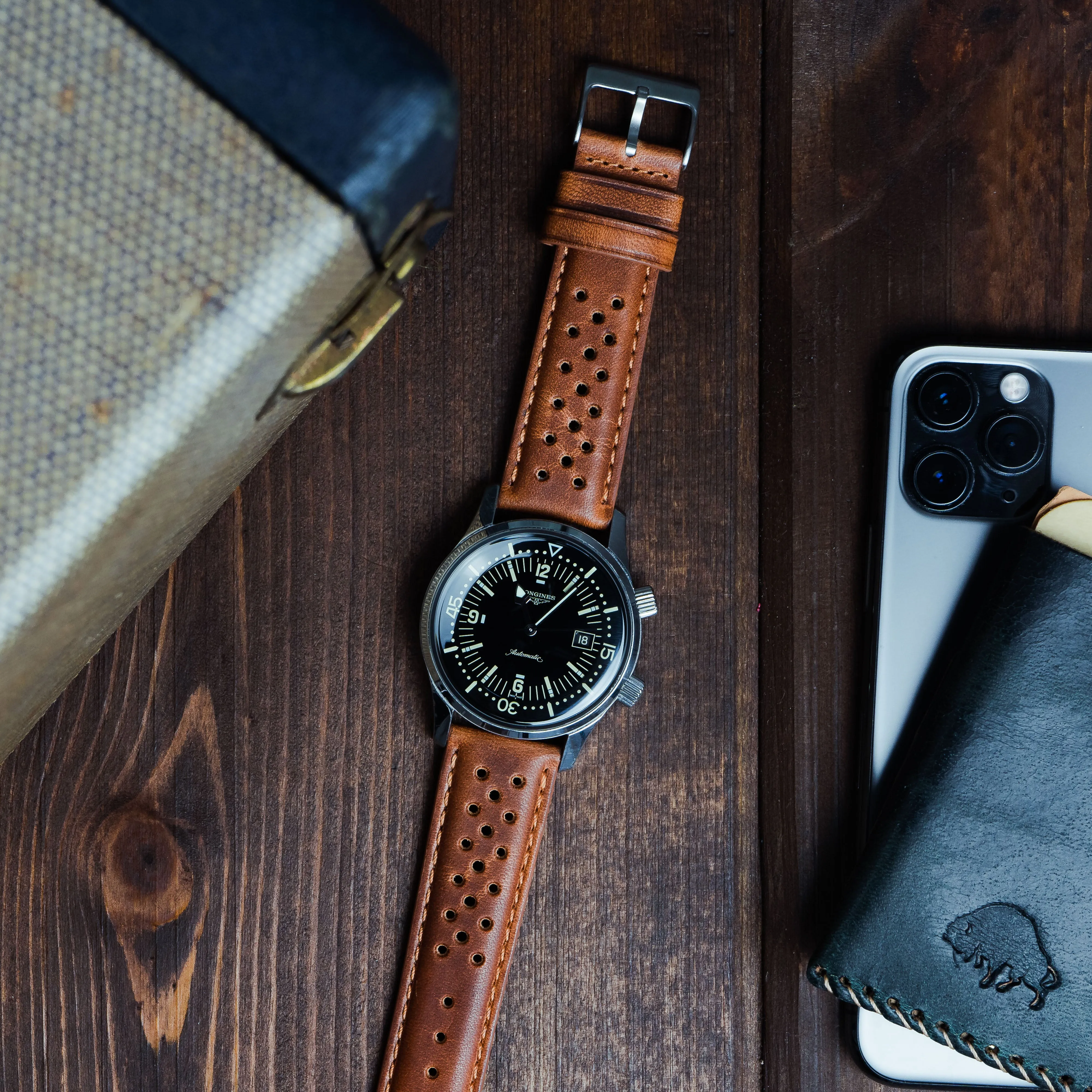 Caramel Brown Racing Horween Leather Watch Band