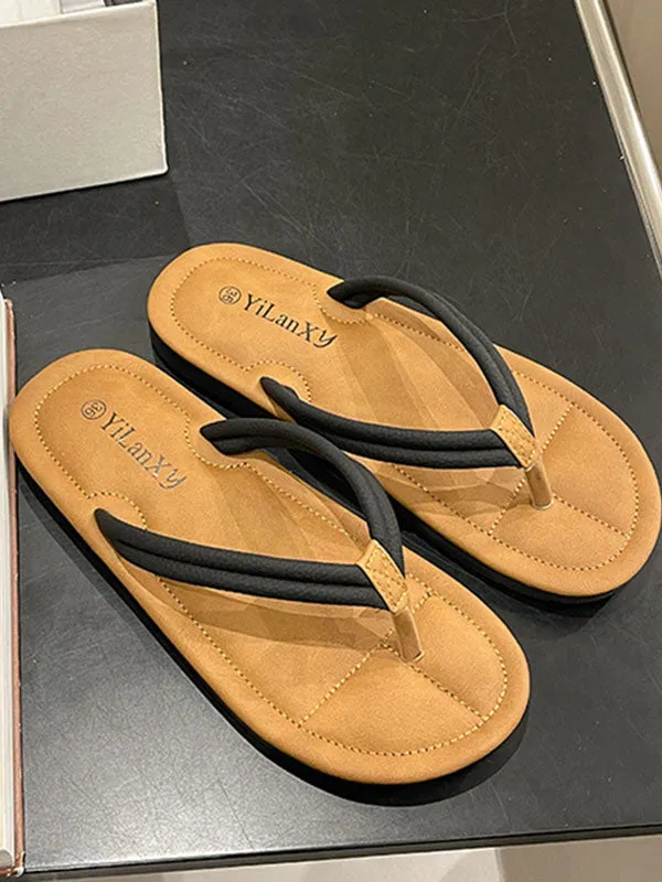 Casual Bicolor PU Flip Flops