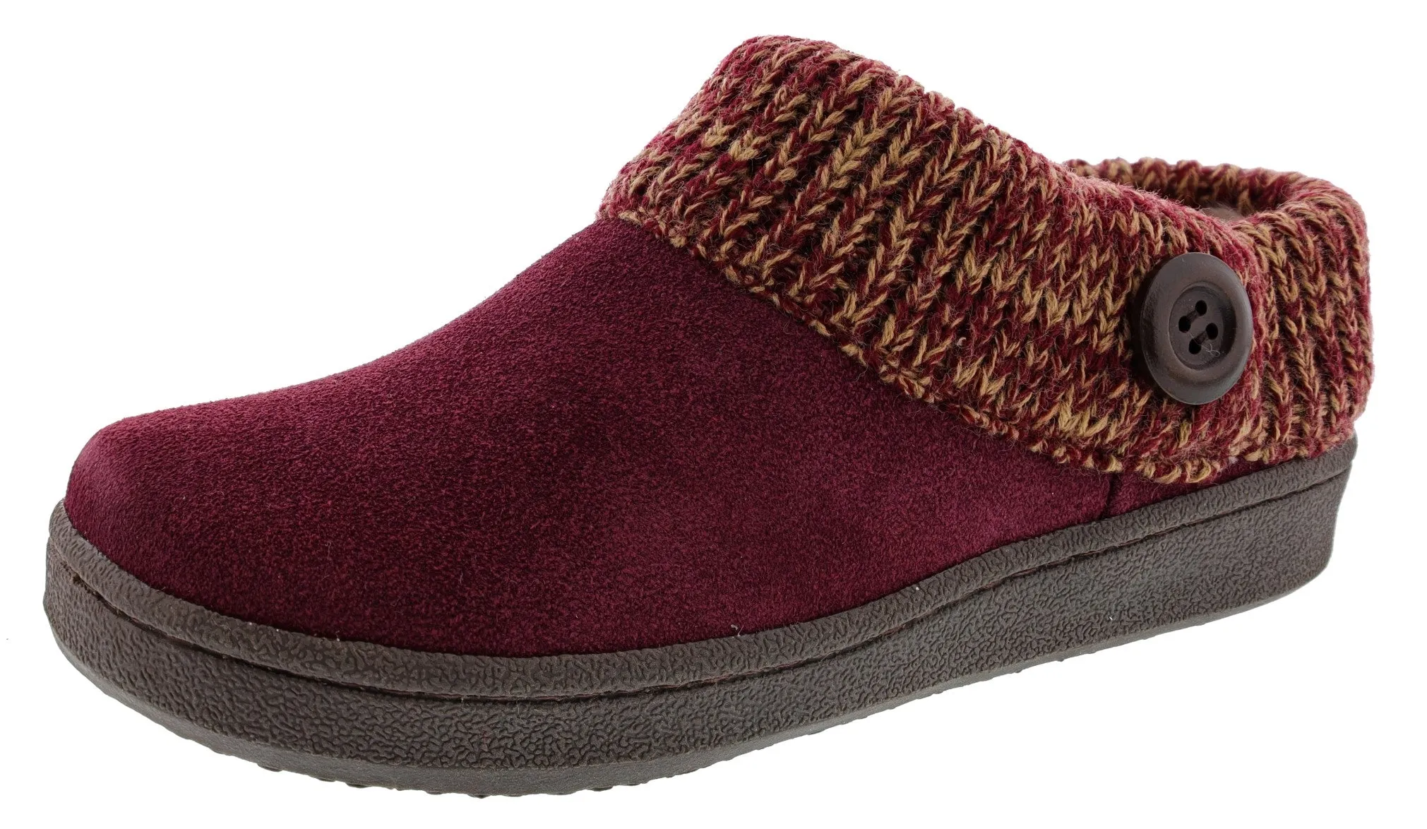 Clarks Women's Knitted Collar Clog Winter Slippers Angelina